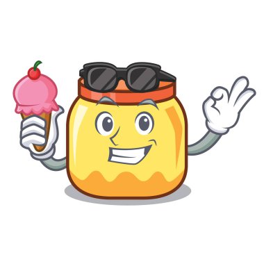 Dondurma krem kavanoz karakter karikatür vektör çizim ile