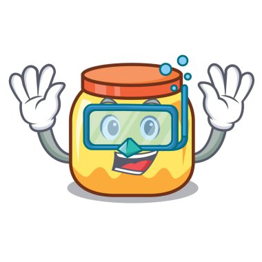 Dalış krem kavanoz karakter karikatür vektör çizim