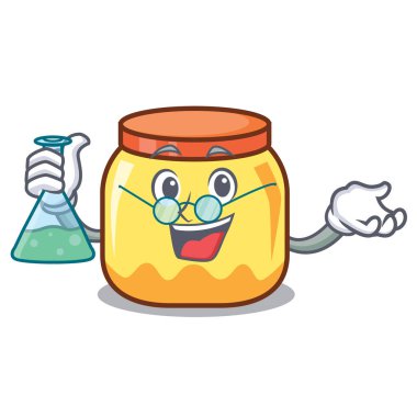 Profesör krem kavanoz karakter karikatür vektör çizim