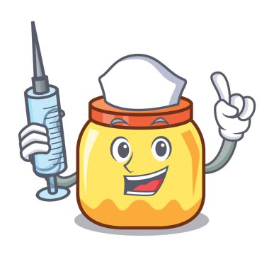 Hemşire krem kavanoz karakter karikatür vektör çizim