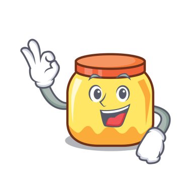 Krem kavanoz karakter karikatür vektör çizim Tamam