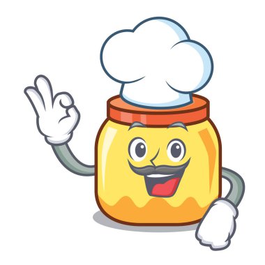 Şef krem kavanoz karakter karikatür vektör çizim