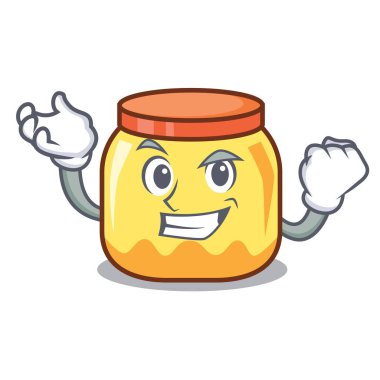 Başarılı krem kavanoz karakter karikatür vektör çizim