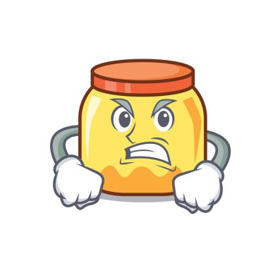 Kızgın krem kavanoz maskot karikatür vektör çizim