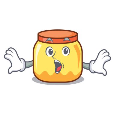 Sürpriz krem kavanoz maskot karikatür vektör çizim