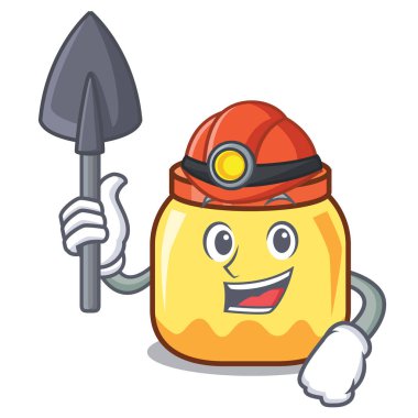 Madenci krem kavanoz maskot karikatür vektör çizim
