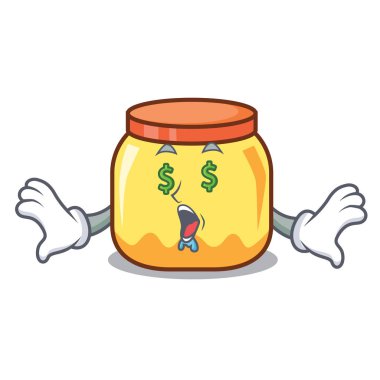 Para göz kremi kavanoz maskot karikatür vektör çizim