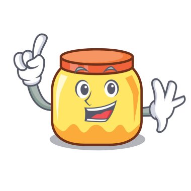 Parmak krem kavanoz maskot karikatür vektör çizim