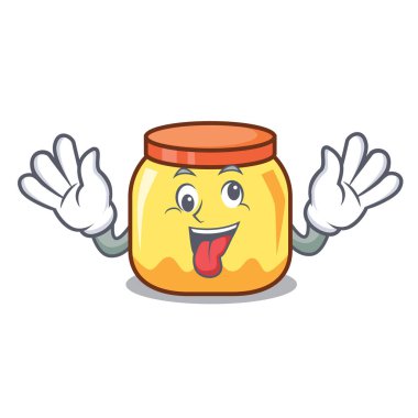 Deli krem kavanoz maskot karikatür vektör çizim