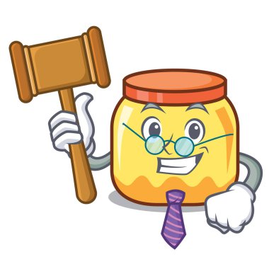 Yargıç krem kavanoz maskot karikatür vektör çizim