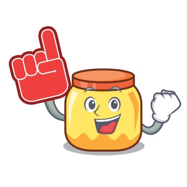 Parmak krem kavanoz maskot karikatür vektör çizim köpük