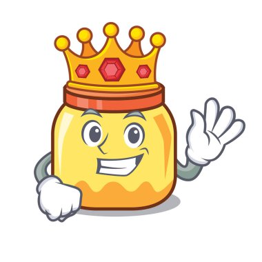 Kral krem kavanoz maskot karikatür vektör çizim