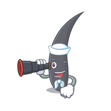 Denizci dürbün saç maskot karikatür tarzı vektör çizim ile