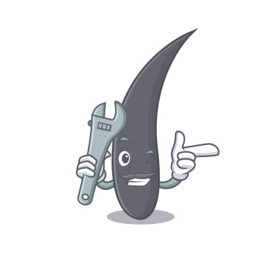 Mekanik saç maskot karikatür tarzı vektör çizim