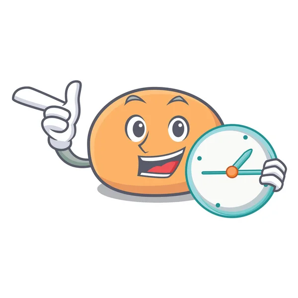 Avec Horloge Mochi Personnage Dessin Animé Style Illustration Vectorielle — Image vectorielle