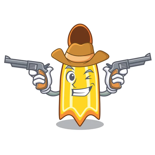 Cowboy Natação Aleta Personagem Cartoon Vetor Ilustração —  Vetores de Stock