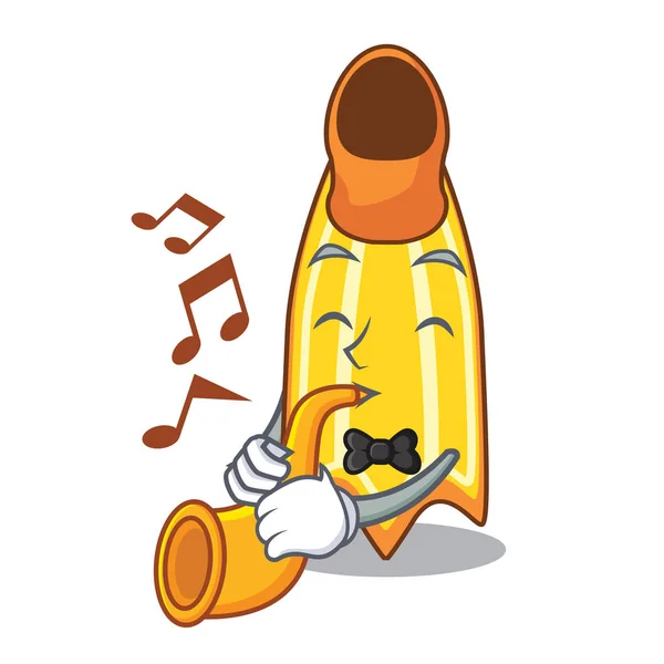 Trumpet Swim Fin Mascot Cartoon Vector Illustration — Stock Vector