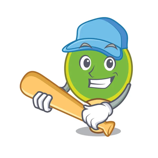 Jouer Baseball Ping Pong Raquette Personnage Dessin Animé Vecteur Illustration — Image vectorielle