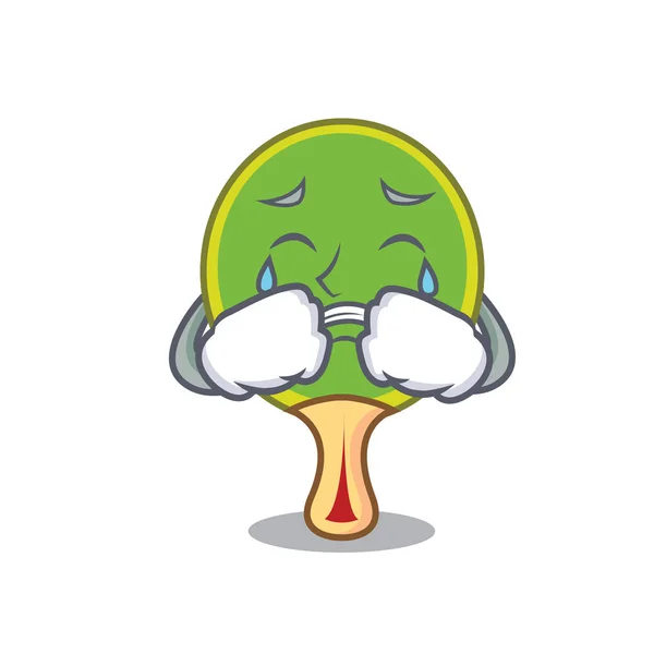 Chorando Ping Pong Raquete Mascote Cartoon Vector Ilustração —  Vetores de Stock