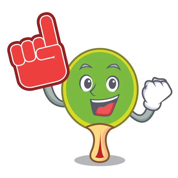 Espuma Dedo Ping Pong Raquete Mascote Cartoon Vetor Ilustração — Vetor de Stock
