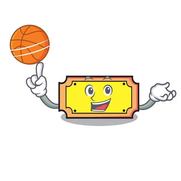 Avec Illustration Vectorielle Style Dessin Animé Personnage Billet Basket — Image vectorielle