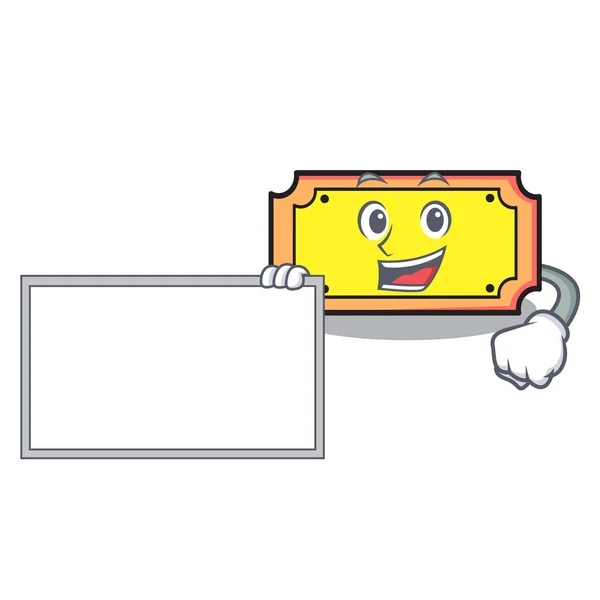 Board Ticket Character Cartoon Style Vector Illustration — Stock Vector