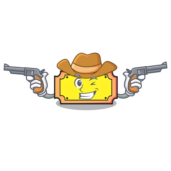 Cowboy Bilhete Personagem Desenho Animado Estilo Vetor Ilustração —  Vetores de Stock