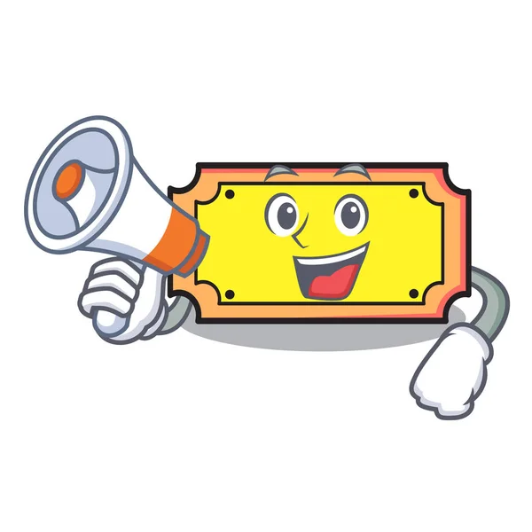 Megaphone Ticket Character Cartoon Style Vector Illustration — Stock Vector