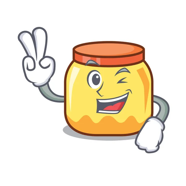 Two Finger Cream Jar Character Cartoon Vector Illustration — Stock Vector