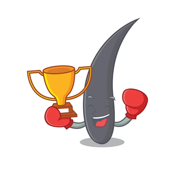 Boxing Winner Hair Mascot Cartoon Style Vector Illustration — Stock Vector