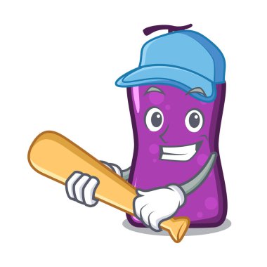 Beyzbol shampo karakter karikatür tarzı vektör çizim oynarken