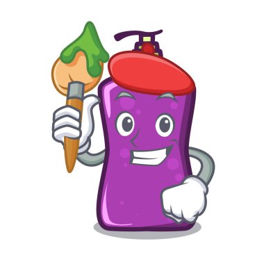 Sanatçı shampo karakter karikatür tarzı vektör çizim