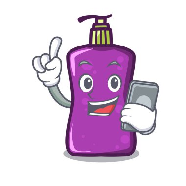 Telefon shampo karakter karikatür tarzı vektör çizim ile