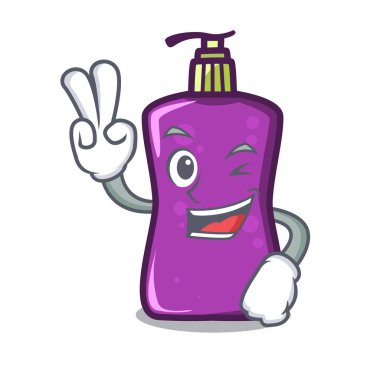İki shampo karakter karikatür tarzı vektör çizim parmak