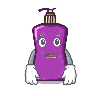 Korkarım shampo maskotu karikatür tarzı vektör çizim