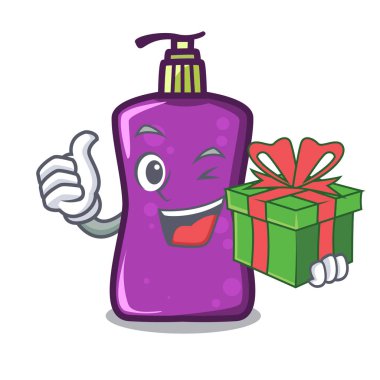 Hediye shampo maskotu karikatür tarzı vektör çizim ile