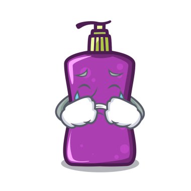 Shampo maskotu karikatür tarzı vektör çizim ağlıyor
