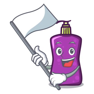 Bayrak shampo maskotu karikatür tarzı vektör çizim ile