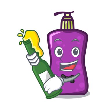 Bira shampo maskotu karikatür tarzı vektör çizim ile