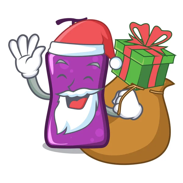 Santa Con Regalo Shampo Mascota Dibujos Animados Estilo Vector Ilustración — Vector de stock