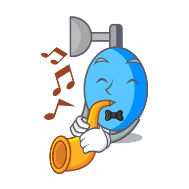 Trompet ambu torbası maskot karikatür vektör çizim ile