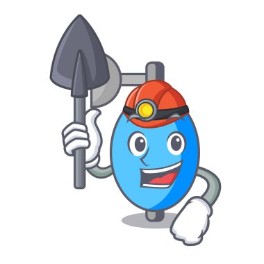 Madenci ambu torbası maskot karikatür vektör çizim