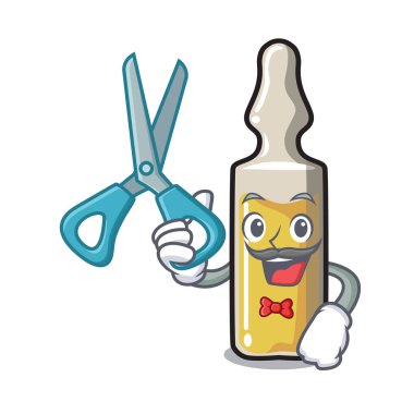 Ampül karakter karikatür tarzı vektör çizim berber