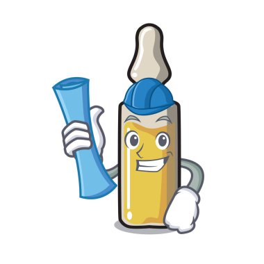 Mimar ampül karakter karikatür tarzı vektör çizim