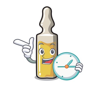 Saat ampül karakter karikatür tarzı vektör çizim ile