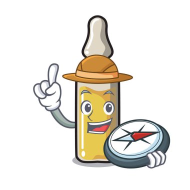 Explorer ampül maskot karikatür tarzı vektör çizim