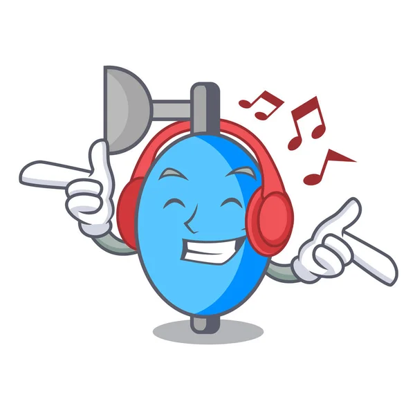 Écouter Musique Ambu Sac Mascotte Dessin Animé Vectoriel Illustration — Image vectorielle