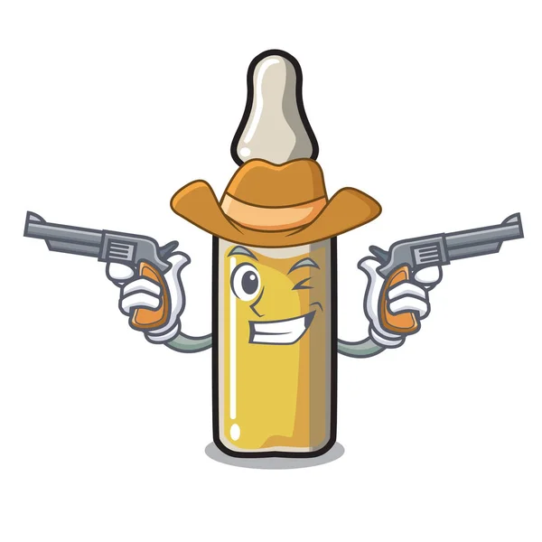 Cowboy Ampulle Figur Cartoon Stil Vektor Illustration — Stockvektor