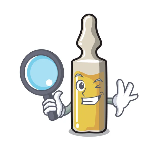 Detective Ampoule Character Cartoon Style Vector Illustration — Stock Vector