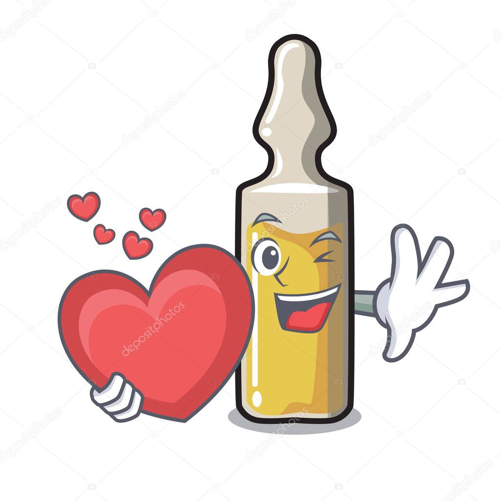 With heart ampoule mascot cartoon style vector illustration